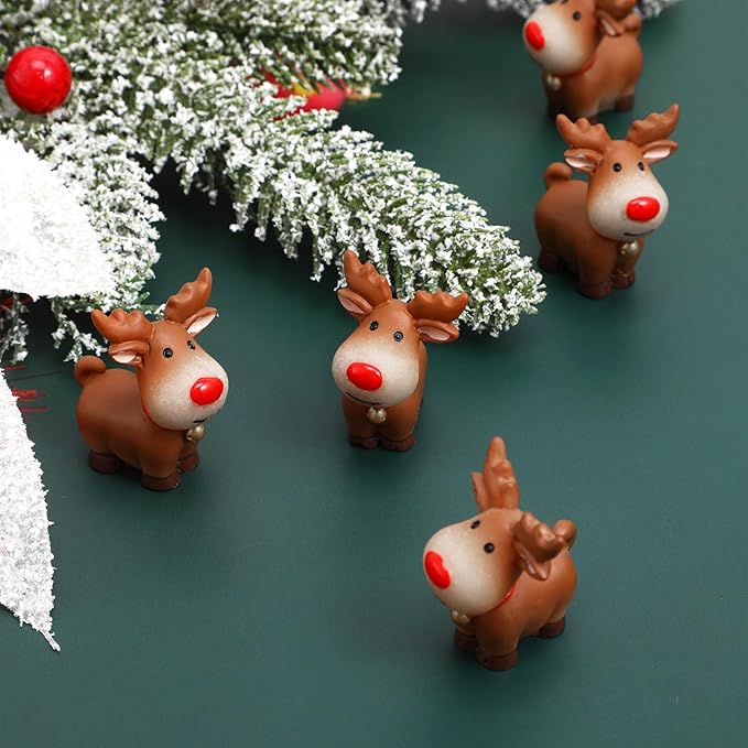 ARTIBETTER 15 Pcs Christmas Decor Christmas Miniature Deer Figurines Holiday Reindeer Figurines Elk Desktop Adornment Mini Deer Decorations Cartoon Crafts