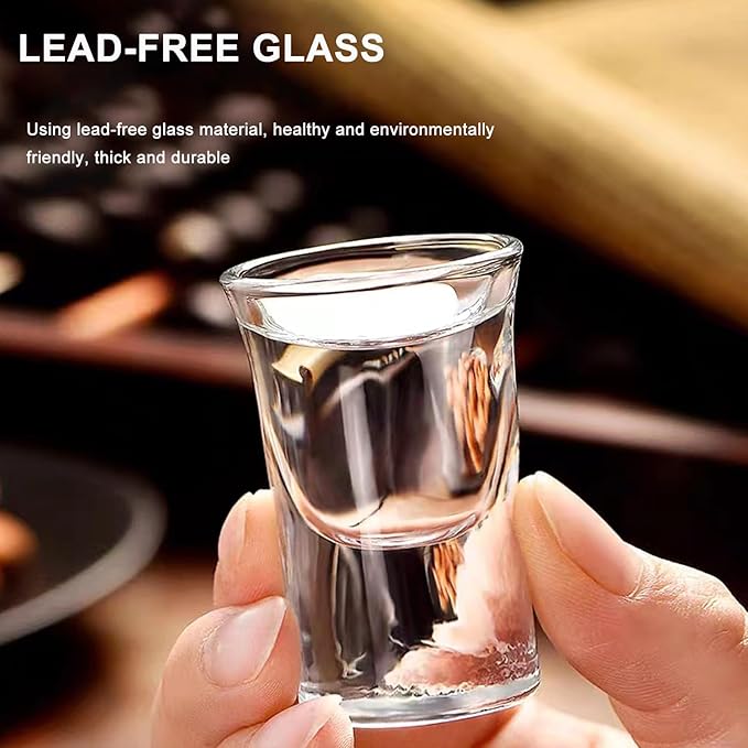 Mini Shot Glass Set, 0.5oz/15ml 12pcs Clear Bullet Cups with Heavy Base, Cute Whiskey Glasses Set Small Glass Cups, Perfect for Party, Bar, Club, Cocktail Favor Housewarming Gift