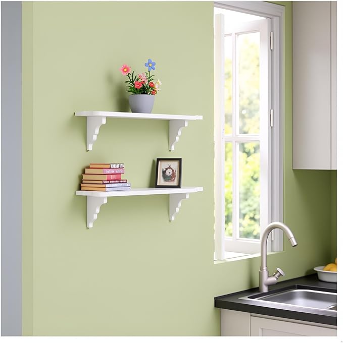 Jowxsx White Dollhouse Wall Shelf, 1/12 Scale Miniature Dollhouse Accessories, Doll House Storage Wall Shelf for Kitchen Scene, DIY Micro Landscaping Decor