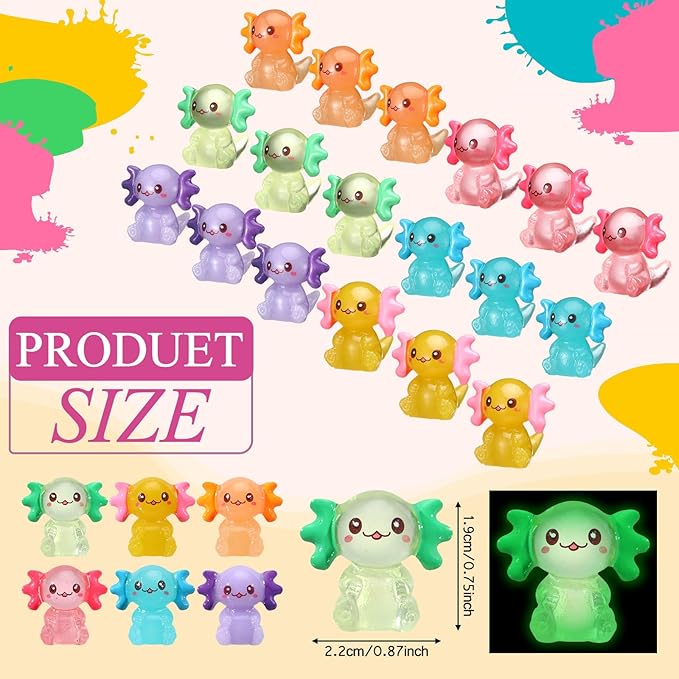 100 Pcs Mini Axolotl Resin Charms Miniature Axolotl Figurines Tiny Small Animal Figures for DIY Garden Landscape Dollhouse Birthday Party Decoration Aquarium