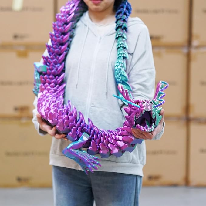 79inch Huge Dragon,Super Large 3D Printed Dragon Model,Movable Mouth,Flexible Joint Animals lacertid Figurines, Stress Relief Toys, Fidget restlessness, ADHD Toys, Surprise Fantasy Gifts