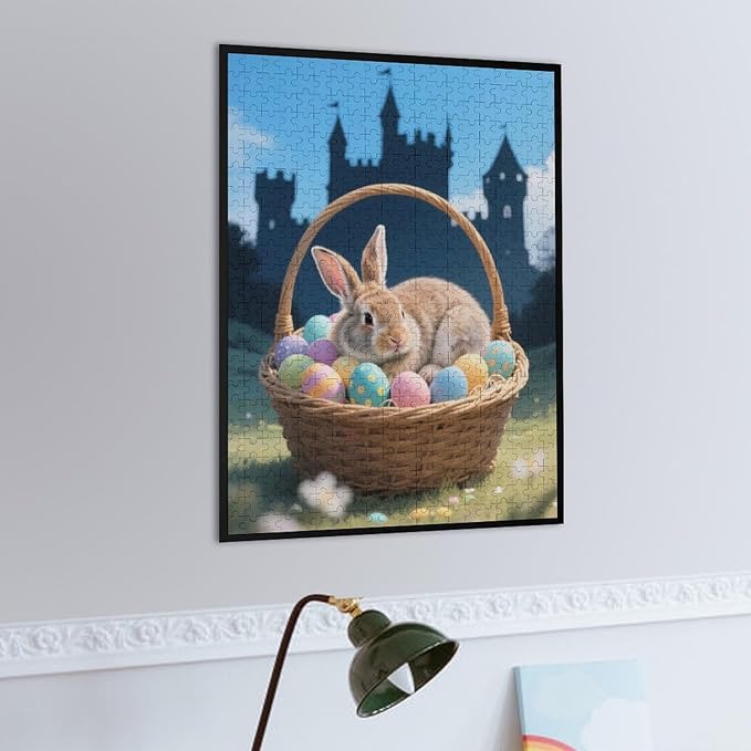 Sleeping Bunny Easter – 500 Piece Easter Wooden Jigsaw Puzzle, Adorable Sleeping Bunny Artwork, Mind Exercise, Family Fun, Stress Relief