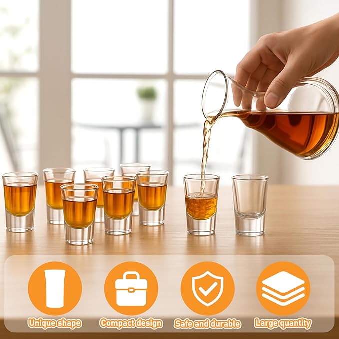 Teecyhooo 24 Pcs 0.5oz/15ml Mini Shot Glass Set with Heavy Base, Clear Cute Whiskey Glasses Cups Small Bulk Wine Cup for Wine Tasting, Vodka Liqueurs Tequila Soju Espressos (Bullet)