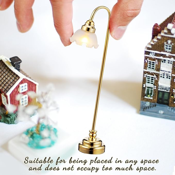 2pcs Miniature Dollhouse Lamp 1:12 Scale Led Dollhouse Lighting Mini Table Lamp Ornament Battery Operated