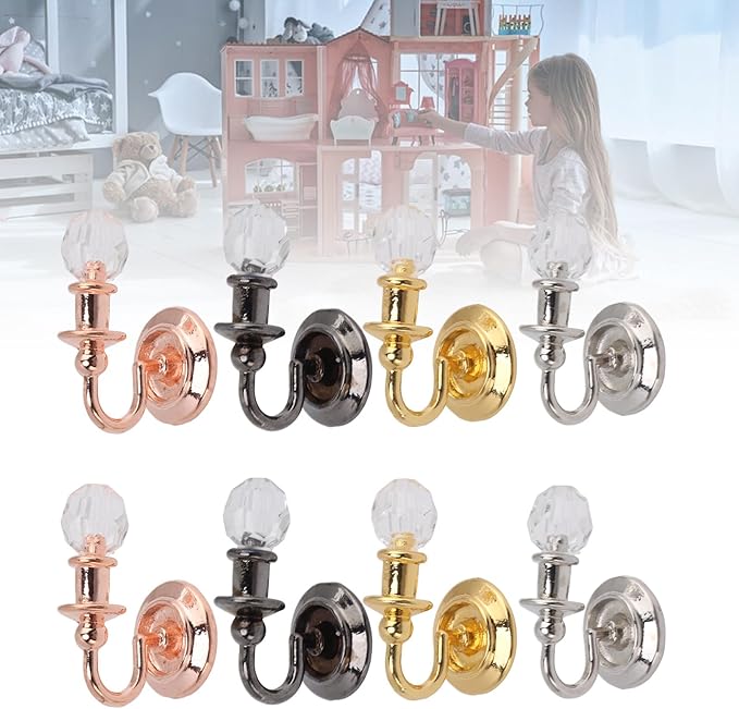 TOPINCN Vintage Green Miniature Dollhouse Wall Lamp, Delicate Cute Alloy Plastic Mini Lamp with Detailed Design, for 1:12 Doll House Bedroom Living Room Decoration