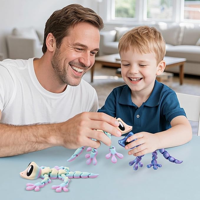 3D Printed Articulated Lizard, Flexible Dynamic Animals Toys, Full Articulated Toy with Magnets, Adults Fidget Toys for Autism ADHD, Home Office Decor, Festival Gifts (Blue Purple)