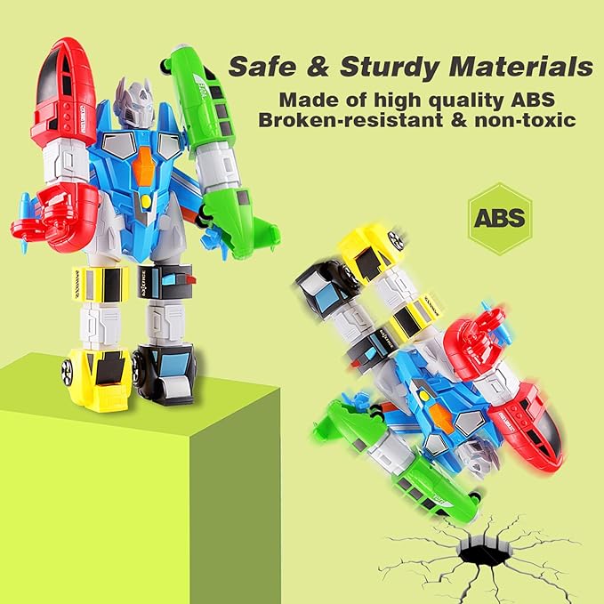 5-in-1 Magnetic Vehicles Playset Toy, Transform to Robot, Mix & Match Assembling Building Action Figures Kit with Storage Box, Birthday Gift for Kids, Boys & Girls 3 4 5 6 7 Year