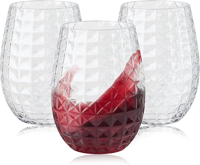 Lueumxc 20 Pack Plastic Wine Glasses, 16Oz Disposable Wine Glasses Unbreakable Clear Plastic Cocktail Glasses Recyclable Shatterproof Reusable Wine Cups (16oz-20pack)