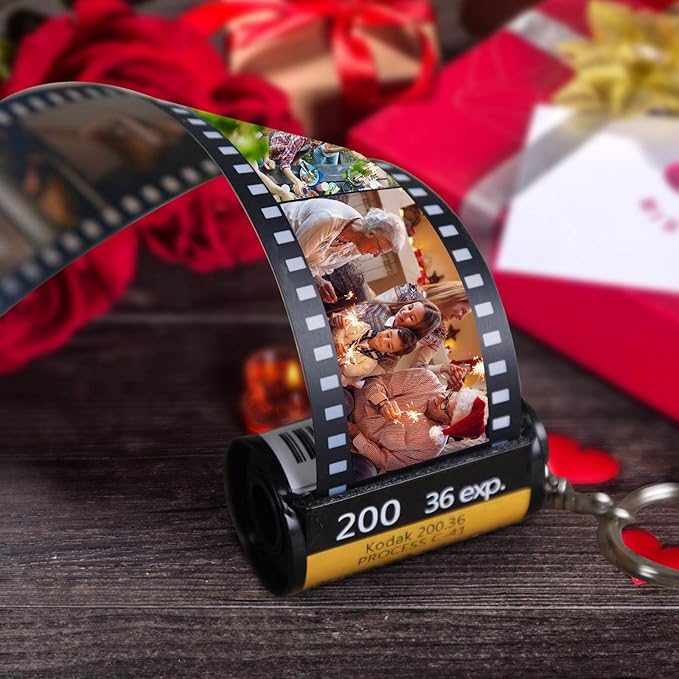 Personalized Camera Film Roll Keychain with Photo,Custom Personal Roll Keyring,Customized Pictures Gifts for Men Women