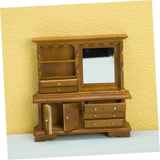 Uonlytech Lovely Miniature Dollhouse Dresser Decorative Furniture for DIY Mini House Landscaping Scene Bright Color Adorable Scale Accessory for Creative Home Decor