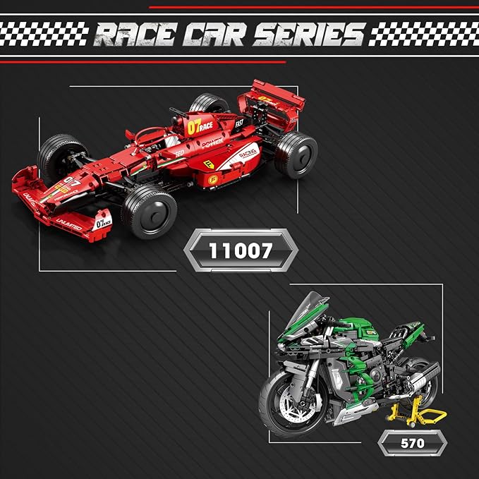 Reobrix F1 Cars Building Sets for Adults, Technical Formula 1 Model Car Kits, Cool 1:8 Scale Race Car Model Display for Home or Office Decor, Collectible Gifts for F1 Fans (928 PCS,Static Version)