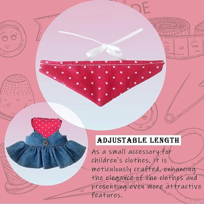 Clothes for 6.7in/17cm Dolls (Without Dolls),Sets and Accessories,4PCS (Straw hat + Neck Scarf + Skirt + Shoes), Collectors and As Gifts. (Denim Puff Skirt)