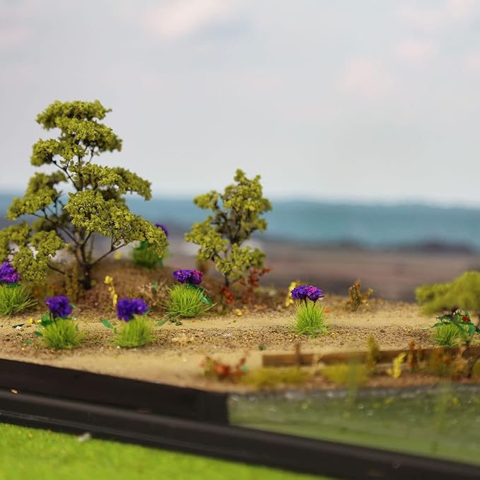 Miniature Vegetation Flower Cluster Garden Shrub Tufts with Model Bases War Game Scenery (C)