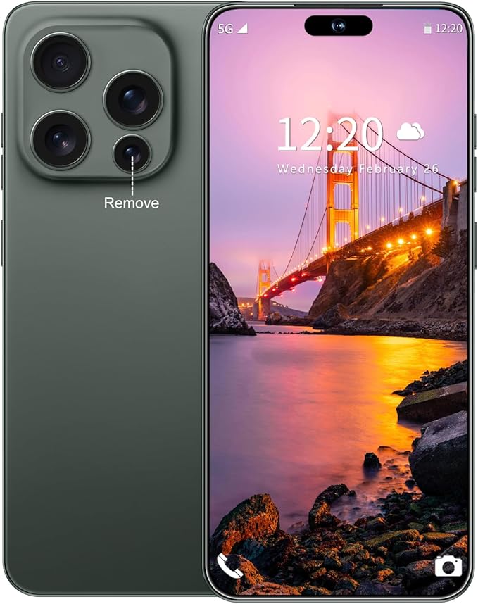 Huness I16PROMAX 16+1TB Smartphone Unlocked Cell Phone,6.99" HD Screen Unlocked Phones,Battery 7000mAh Android 14,Face ID/Fingerprint Button unlock/Photos/5G/Dual SIM/GPS (Deep Green, 16+1TB)