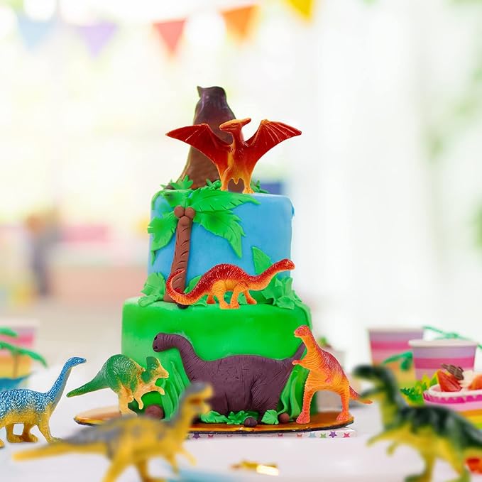 Deekin 1000 Pcs Mini Dinosaur Figures Kids Birthday Gifts Mini Dinosaur Toys Bulk Cupcake Toppers Small Plastic Educational Figures Dino Party Favors for School Classroom Exchange Valentine Gift