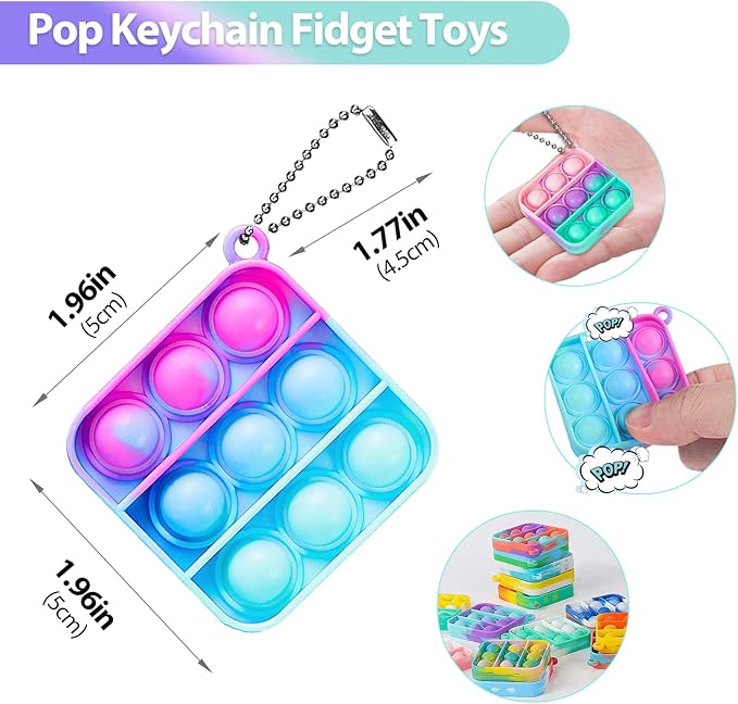 Pop Fidget Toys Bulk Its Party Favors for Kids 4-8 8-12 30 Pack Mini Pop Keychain It Valentines Day Gifts for Kids Small Fidgets for Classroom Prizes Student Gifts Birthday Goodie Bag Stuffers Fillers