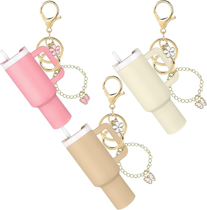ERTUNA Mini Tumbler Keychain Accessories for Stanley Cup, 2 Way Cute Charms Chapstick Lip Balm Holder for Women Purse Handbag