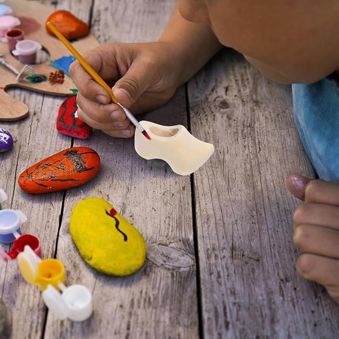 Abaodam Miniature Wooden Shoes 2 Pairs Unfinished Dollhouse Decor DIY Craft Supplies for Home and Party Decoration