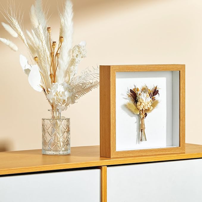 11x11 Shadow Box Picture Frame Display Case with Soft Linen Back-Thickened Panel,Large Brown Deep Shadow Box Frame 11x11 for Graduation Flower Medal Pet Photo Craft Memorial Gift