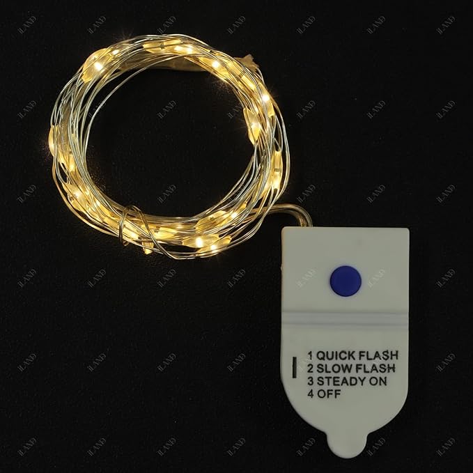 iLAND 1/12 Scale Accessories of Dollhouse Lights, 2pcs Battery Operated Mini Light Strings 5ft with 30 Bulbs for Elf Accessories, Miniature Stores, Dollhouse Christmas Decoration