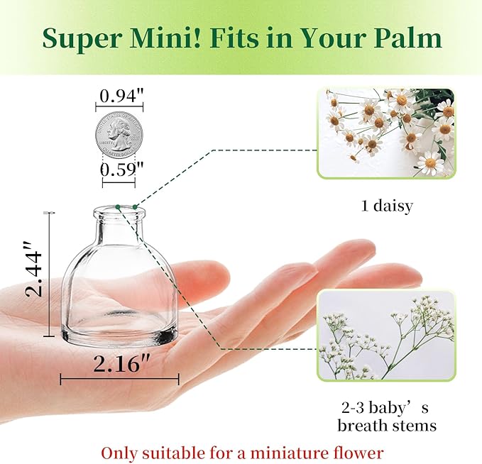 Hewory Mini Bud Vases for Centerpieces: 42pcs Small Glass Vase Bulk - Clear Tiny Vases for Wedding Baby Shower Birthday Party Events Table Decor