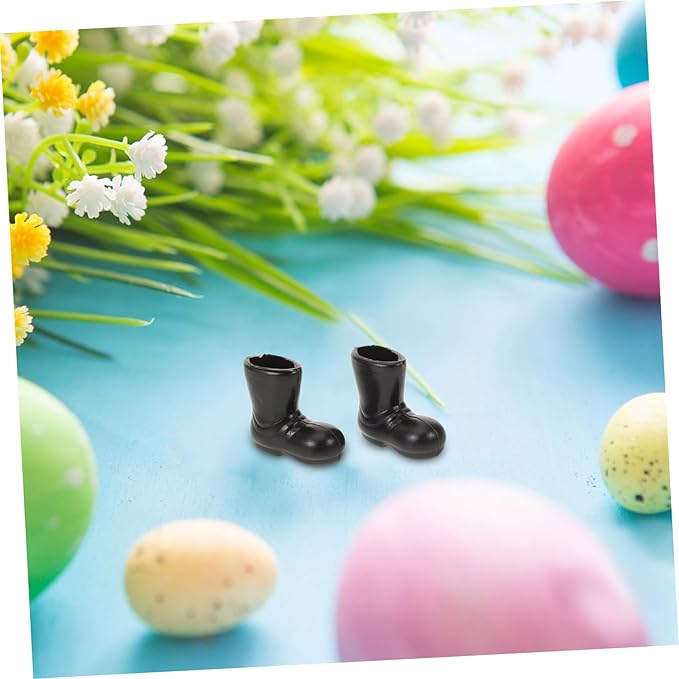 TOYZFRIENDY 100pcs Santa Claus Boots for Dolls Charming Christmas Decorations for DIY Crafts for Holiday Table Centerpieces Black Miniature Shoes