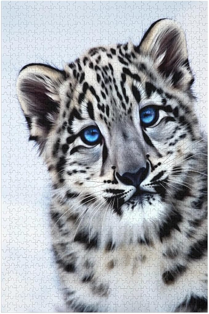 Jigsaw Puzzles for Adults 1000 Piece - Cute Snow Leopard Wooden Puzzle,Funny Puzzles，Unique Gifts for Wall Art，Family Puzzle，Educational Games，Challenge Puzzles