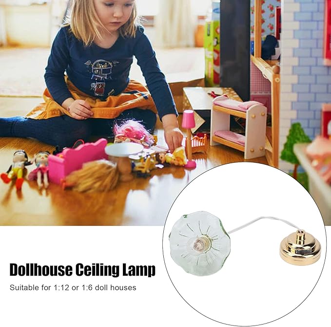 Dollhouse Chandelier, Miniature Chandelier Miniature Lamp Props Micro Decoration Scene Accessories Dollhouse Ceiling Lamp for Home Decor (Green)