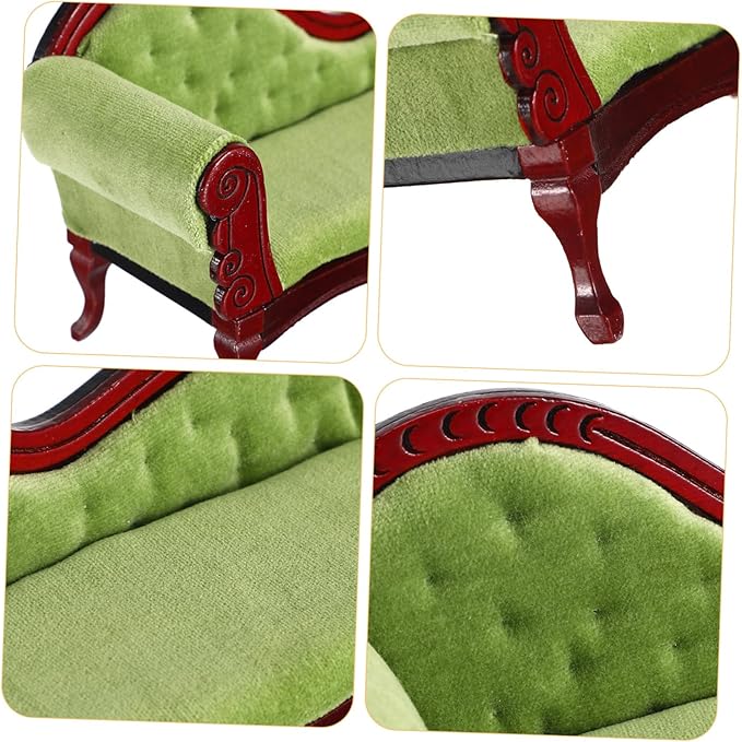 Doll House Mini Chaise Couch Ornaments Dollhouse Living Room Furniture Dollhouse Sofa Arm Chair Miniature Couch Mini Sofa Model Doll Furniture Miniature Vintage Sofa Sofas Birch