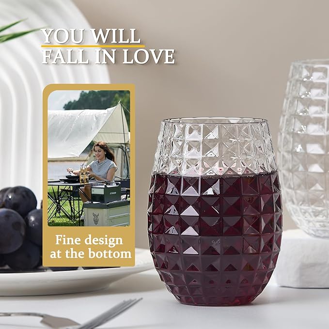 Lueumxc 20 Pack Plastic Wine Glasses, 16Oz Disposable Wine Glasses Unbreakable Clear Plastic Cocktail Glasses Recyclable Shatterproof Reusable Wine Cups (16oz-20pack)