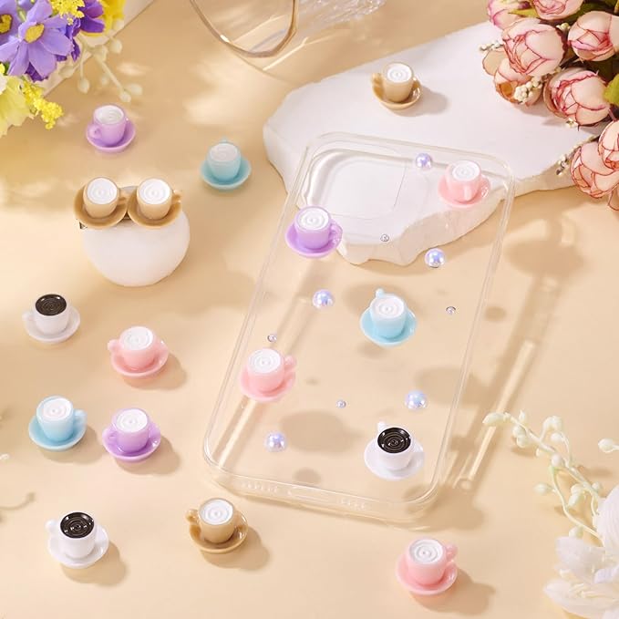 Craftdady 10pcs Miniature Coffee Cups Mini Drink Cup Dollhouse Miniature Kitchen Set Cute Resin Tableware Drink Beverage for Micro Landscape Party Decorations 20.5x13.5 mm