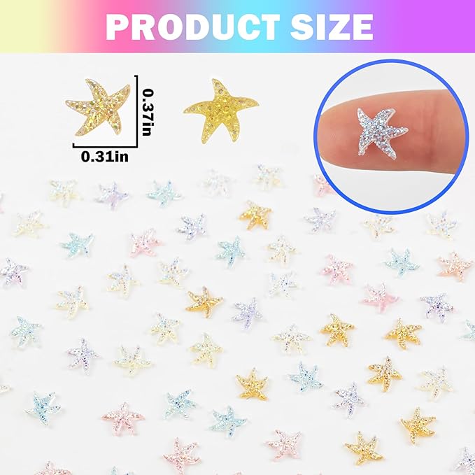200 Pieces Colorful Tiny Starfish Decor for Dollhouse Micro Resin Decor for DIY Crafts Mini Things for Fairy Garden Micro Landscaping Decoration