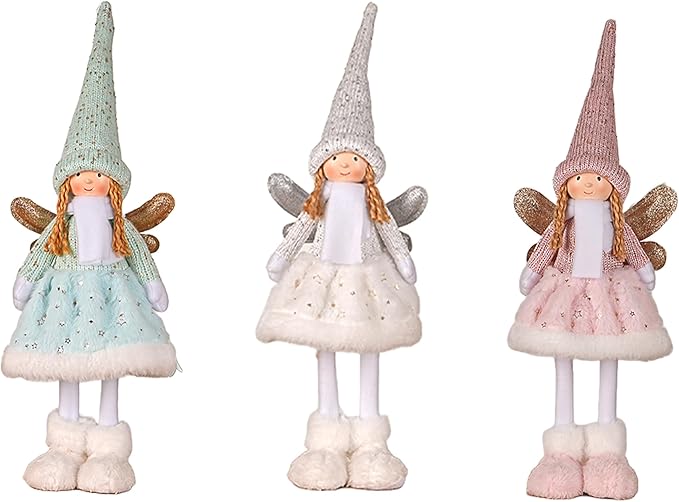 Dedrian11 Christmas Decor Handcrafted Fabric Angel Doll, Festive Elf Figurine with Whimsical Charm,Ornament & Gift for Women, Christmas Tree Decor & Home Accent (Mint Blue)