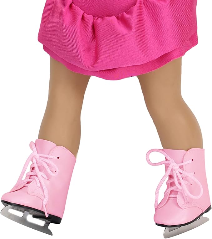 Sophia's 18" Doll Faux Pink Leather Ice Skates