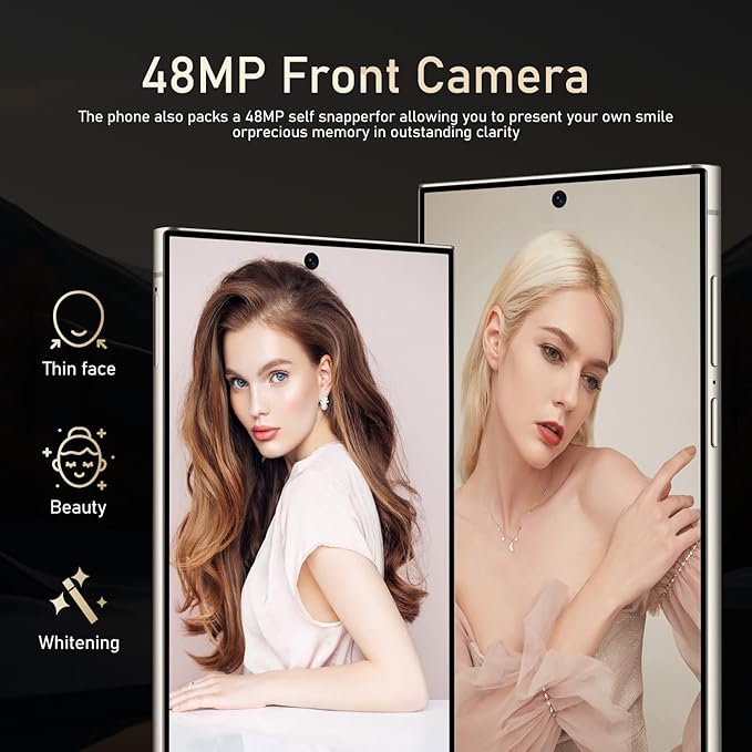 BAOWU I24 Ultra 5G Unlocked Phones, Built in Pen, Smartphone Battery 6800mAh 6.8" HD Screen Unlocked Cell Phone, 16+512GB Android14 with 128G Memory Card, Face ID/Fingerprint Lock/GPS (Orange)