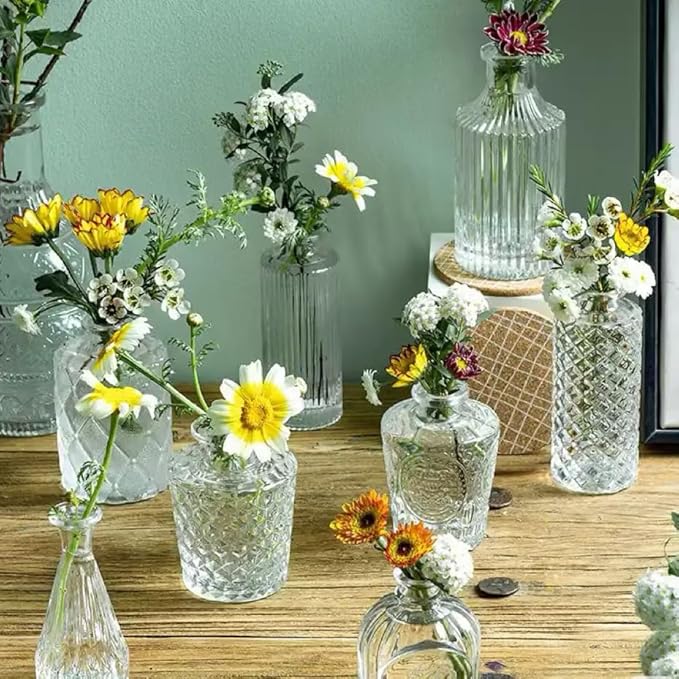 40Pcs Glass Bud Vase Set,Small Flower Vase for Tables Centerpieces Decor, Mini Vintage Clear Vase for Home,Wedding,Party Decorations
