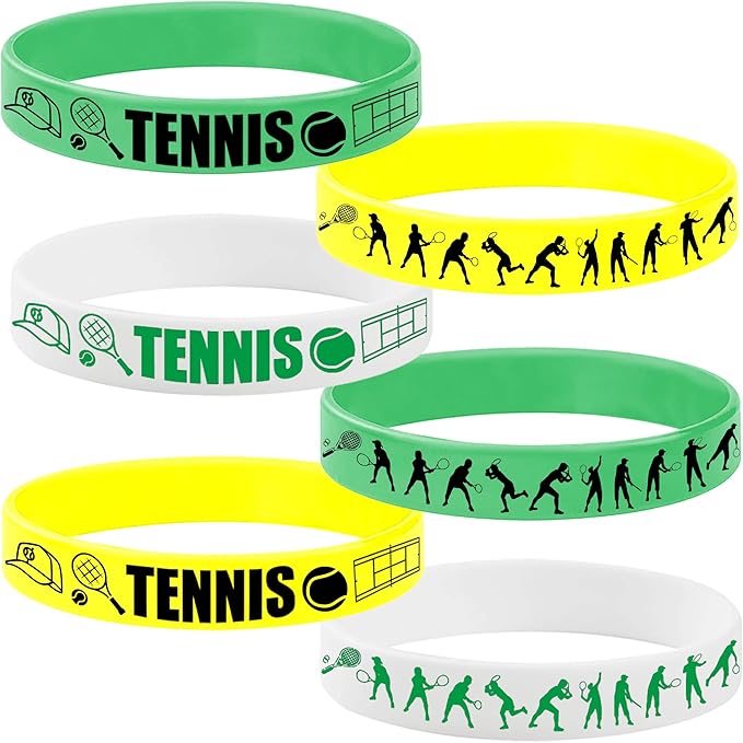 ATSMOICY 24PCS Tennis Rubber Bracelets -Tennis Party Supplies Sports Birthday Weeding Tennis Silicone Wristbands Party Favors