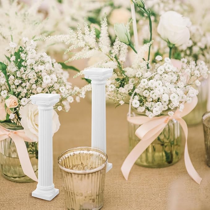 VICASKY Pillars Columns Pillar Column Greek Decoration Roman Decorative White Open Bookshelf Marble Plillars Garden Relief 6pcs Model Classic Table Decor Figure Architectural Sculpture Home DIY Crafts