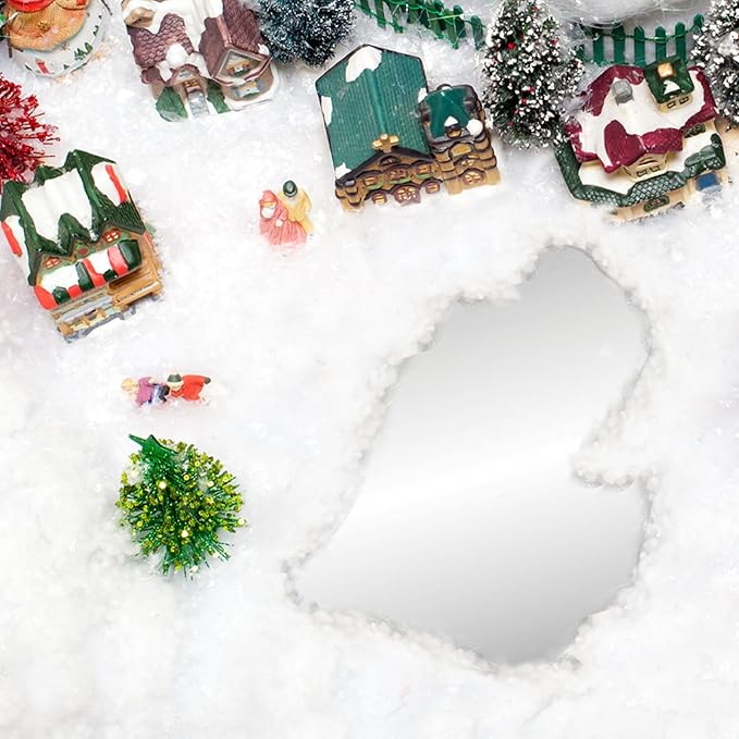 6PCS Large Size 9.8inch Mirror Lake for Miniature Christmas Village, Irregular Pond & Ice Skating Rink Shapes, Christmas Landscaping Accessory for Holiday Xmas Village Display Decorationsons
