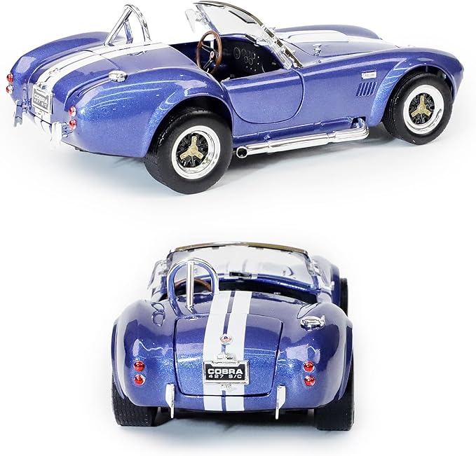 1964 Shelby Cobra 427S/C 1:18 Diecast - 7.0L V8 Semi-Competition | Opening Doors, Steering Linkage, Premium Gift Box | Ages 14+,Blue