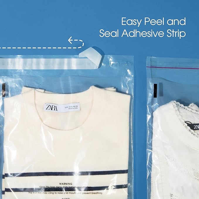 Spartan Industrial - 24" X 30" (200 Count) Self-Seal Clear Poly Bags With Suffocation Warning for Packaging, Shipping, Decor - Permanent Adhesive