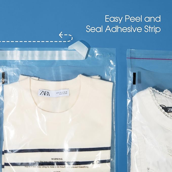SPARTAN INDUSTRIAL - 20" X 24" (200 Count) Self-Seal Clear Poly Bags With Suffocation Warning for Packaging, Bedding, Costumes - Permanent Adhesive
