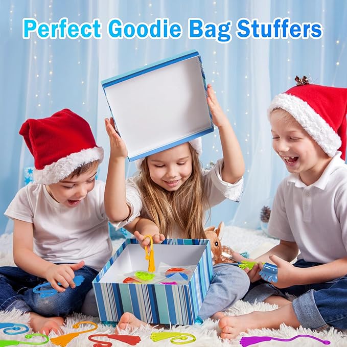 Sticky Hands Bulk 48PCS Kids Party Favors Foot Shape Stretchy Sticky Hand Fidget Toys Kids Birthday Goodie Bag Stuffers Treasure Box Toys for Classroom Prizes Party Supplies Easter Egg Fillers