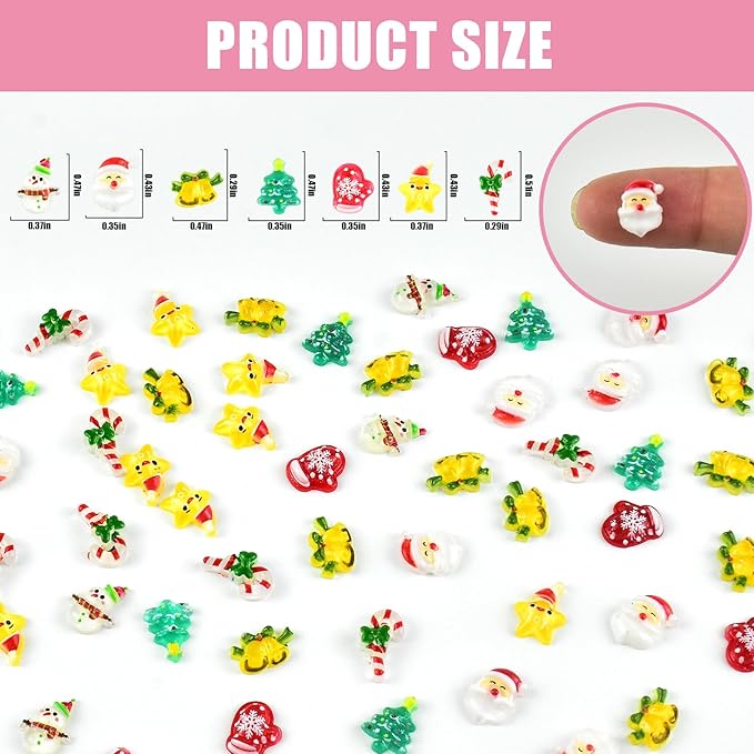 200 Pieces Tiny Christmas Decor for Dollhouse Micro Resin Decor for DIY Crafts Mini Things for Fairy Garden Micro Landscaping Decoration