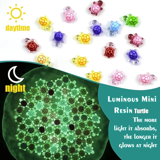 200PCS Mini Turtle Decor for Dollhouse Resin Tiny Turtles for Crafts Micro Miniature Turtle for Fairy Garden Dollhouse Micro Landscaping Decoration