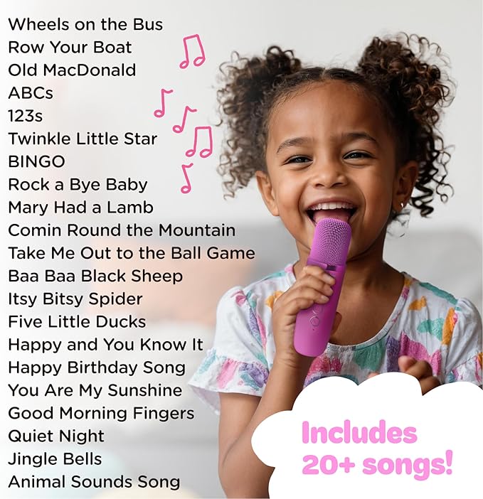 Move2Play, Mini Karaoke Machine for Kids | Built-in 20+ Songs | Bluetooth Speaker with Microphones | Voice Effects | Toddler Music Toy | Christmas Stocking Stuffer | Girls & Boys Age 2, 3, 4, 5, 6+