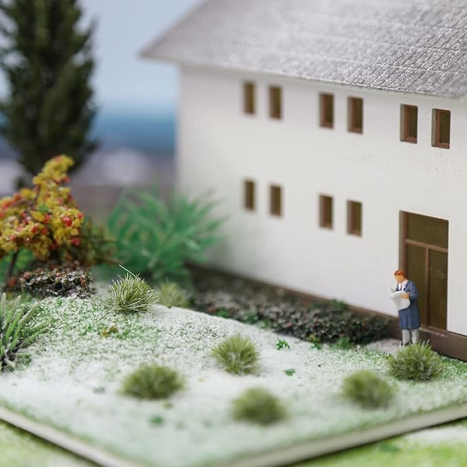 Miniature Vegetation Snowed Bushy Shrubs Tuft with Model Bases War Game DIY Railroad Terrain Scenery (B)