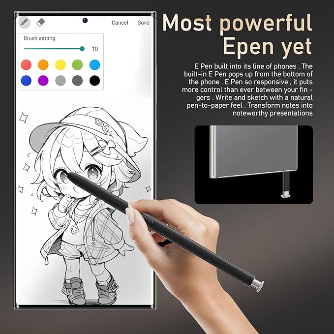 BAOWU I24 Ultra 5G Unlocked Phones, Built in Pen, Smartphone Battery 6800mAh 6.8" HD Screen Unlocked Cell Phone, 16+512GB Android14 with 128G Memory Card, Face ID/Fingerprint Lock/GPS (Gray)