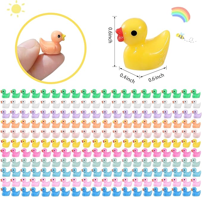 220 Pieces Mini Resin Ducks Tiny Duck for Garden Micro Landscape Ornament Dollhouse Prank Christmas Falloween Birthday Party Favors DIY Decoration Craft (11 Colors)