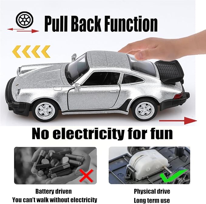 1/36 Scale Porsche 911 Trubo Diecast Car Models,Pull Back Vehicles Porsche 911 Toy Car,Cars Gifts for Boys Girls